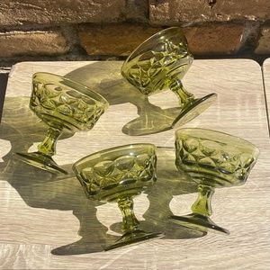 Vintage Noritake Green Glasses Mid Century Modern Goblets Stemmed Wine Drinkware